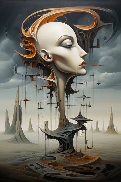 Digital created bizarre surreal world with woman and landscape by Art Bizarre
