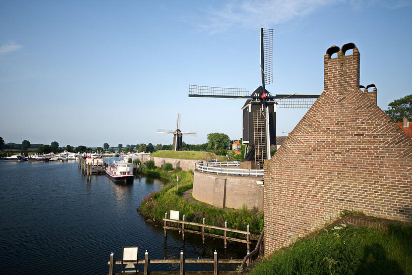 River view with the two mills in Heuden. by Wim Aalbers