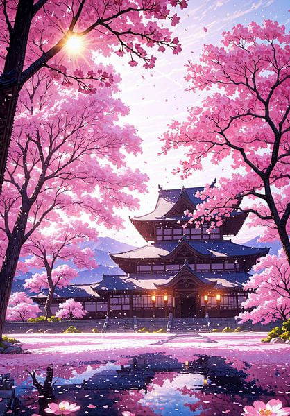 Japanisches Schloss im Frühling Saison Kirschblüte Sakura Japan von Ruzerin