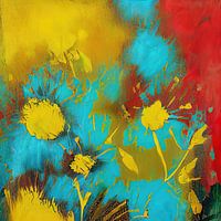 Peinture abstraite avec fantaisie florale