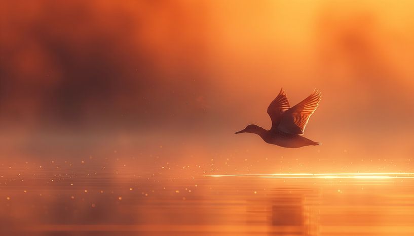 Stelzvogel in der Abenddämmerung Panorama von TheXclusive Art