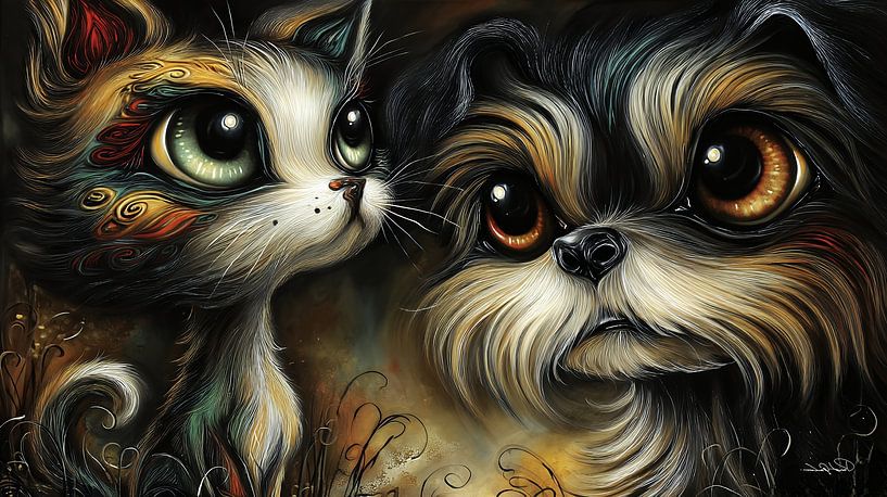 Hund - Katze - Cartoon von Gelissen Artworks