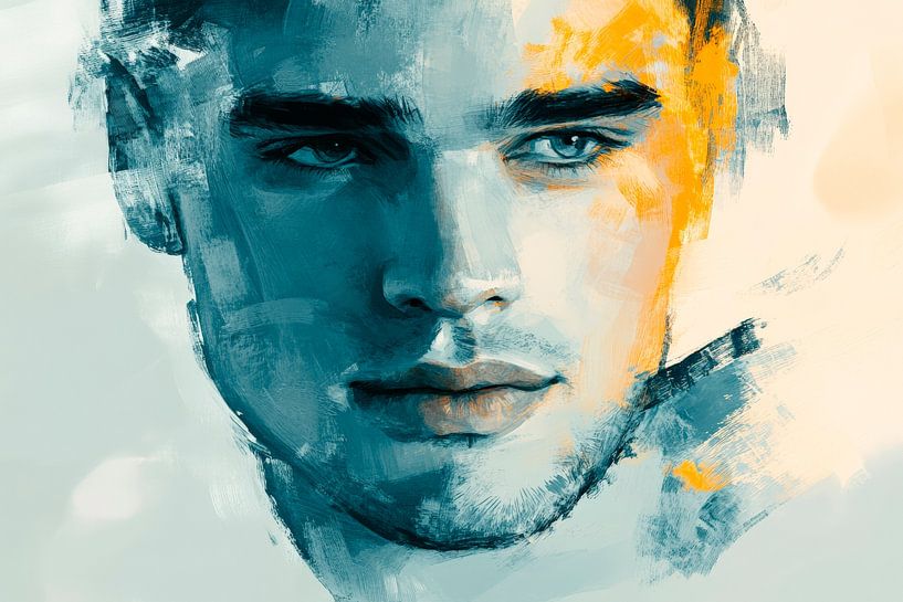 Farbenfrohes Gesicht – Portrait der Seele von Poster Art Shop