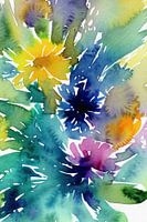 Bunte abstrakte Aquarellblumen