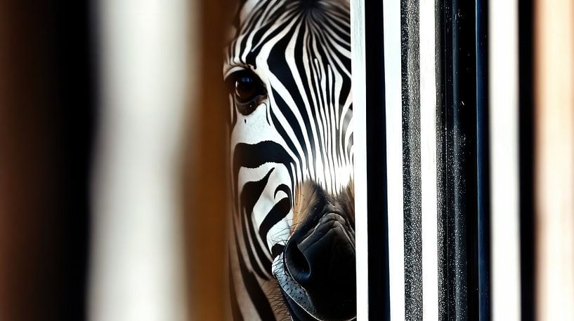 Zebra behind bars by Frank Heinz