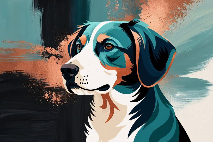 Illustration abstraite colorée d'un chien par Imperial Art House