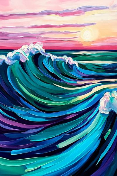 Vagues de couleur dans la lumière du soir par Poster Art Shop