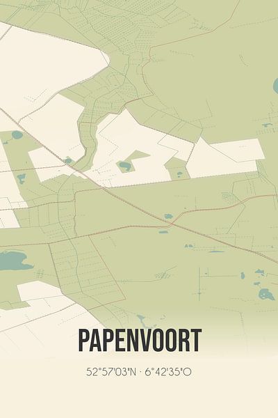 Alte Landkarte von Papenvoort (Drenthe) von Ortsdrucke