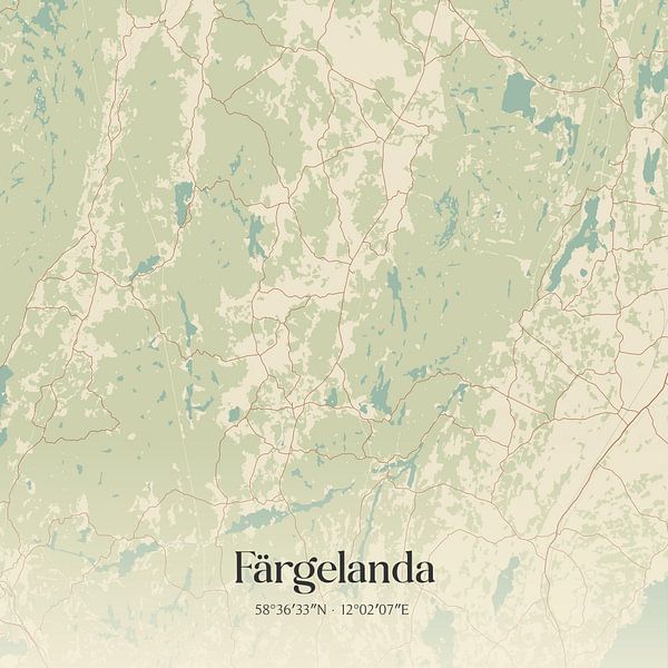 Carte d'époque de Färgelanda, Suède. par Affiches de lieux
