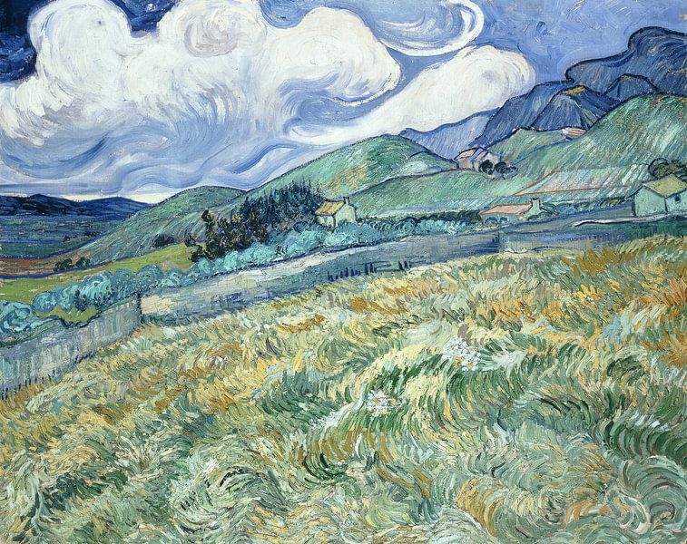 Weizenfeld mit Bergen im Hintergrund, Vincent van Gogh von Meisterhafte Meister
