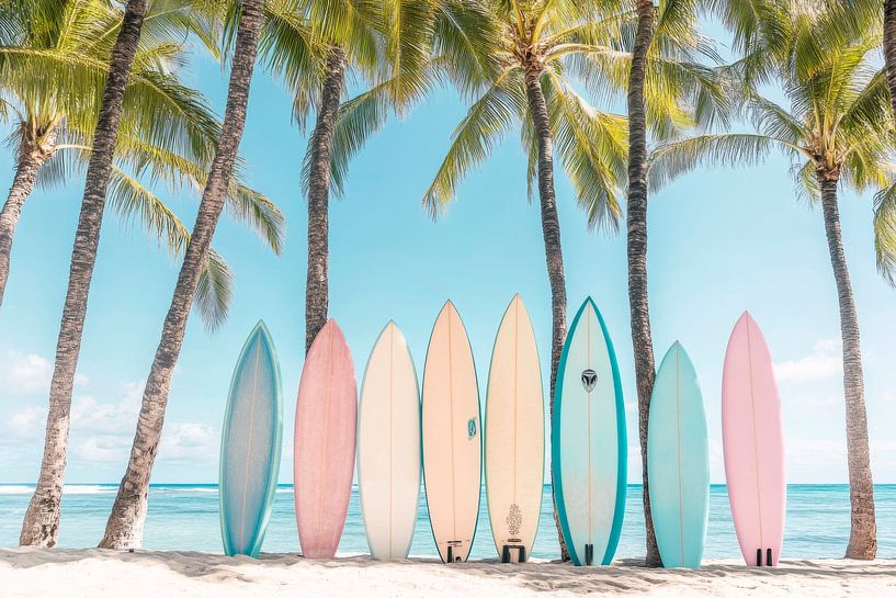 Colourful surfboards in paradise by Poster Art Shop