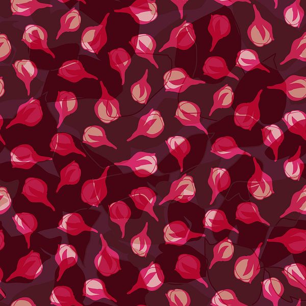 Blumenmarkt Tokio. Blüte in dunklem Rosa und Lila. von Dina Dankers