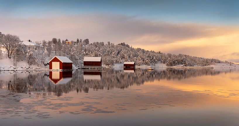 Maisons de bateaux en hiver sur Senja, Norvège par Adelheid Smitt