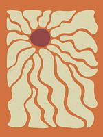 70s-inspired floral art in saturated orange