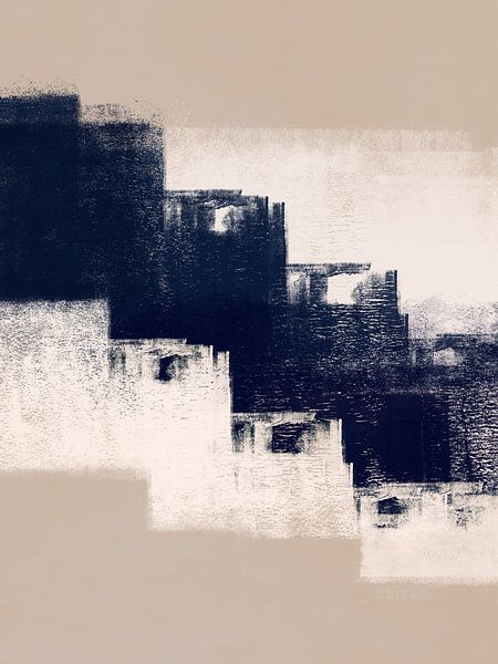 Just Tan &amp; Indigo 4 Expressief Minimalistisch Abstract van Menega Sabidussi