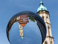 Old Libra with tower of St. Andrew's Church in Braunschweig