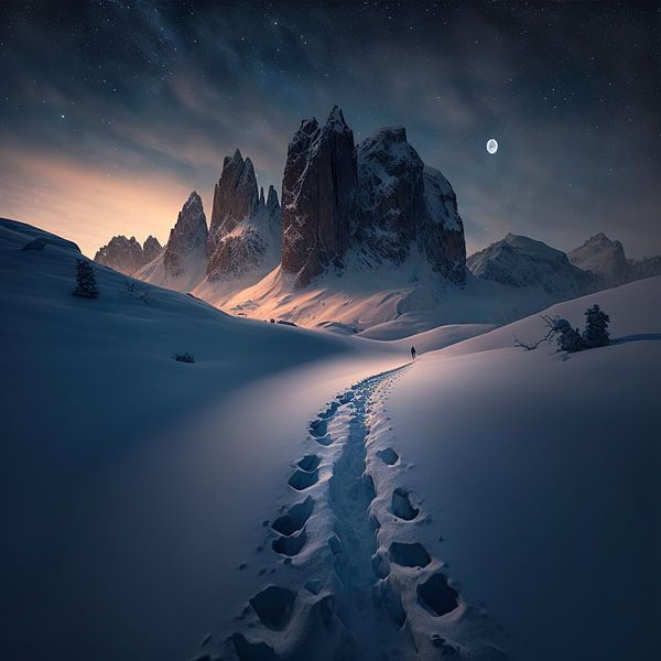 Dolomiten Winter Landschaft Sternenhimmel von Daniel Kogler