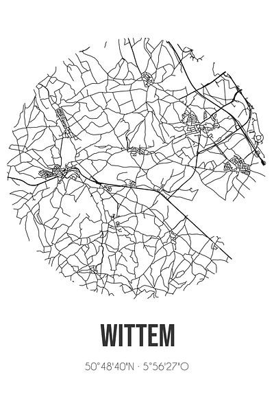 Wittem (Limburg) | Karte | Schwarz und Weiß von Ortsdrucke