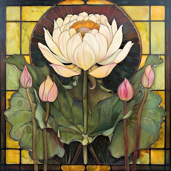 Botanische Blumenkunst im Stil des Jugendstils von Vlindertuin-Art