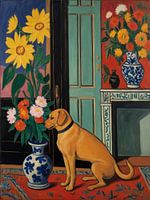 Chien dans un vase Style Henri Matisse
