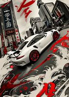 Porsche Japanischer Street Art Stil