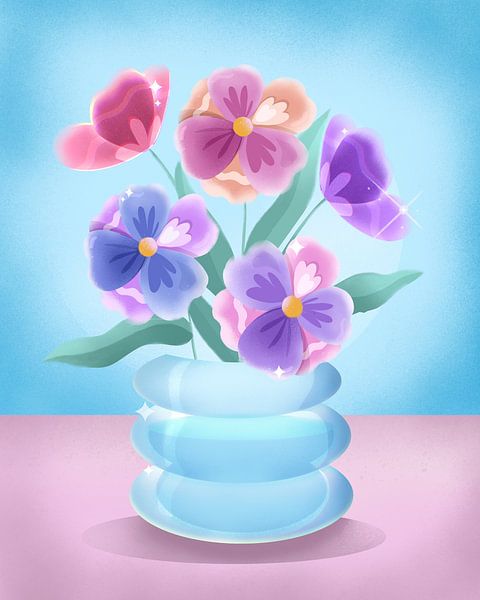 Pétales dans un vase bleu par Petra Lizde