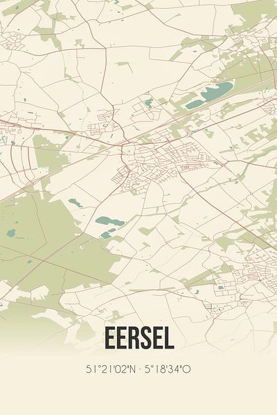 Vieille carte d'Eersel (Brabant du Nord) par Affiches de lieux
