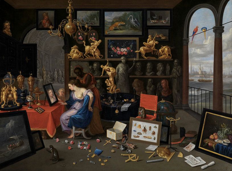 Cabinet de curiosités avec Vénus aux toilettes, Jan van Kessel par Des maîtres magistraux