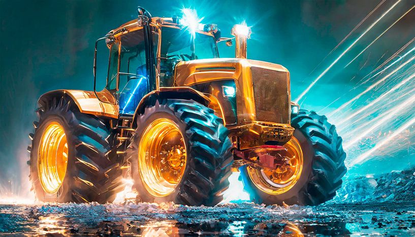 Gold colours tractor with electric motor by Mustafa Kurnaz