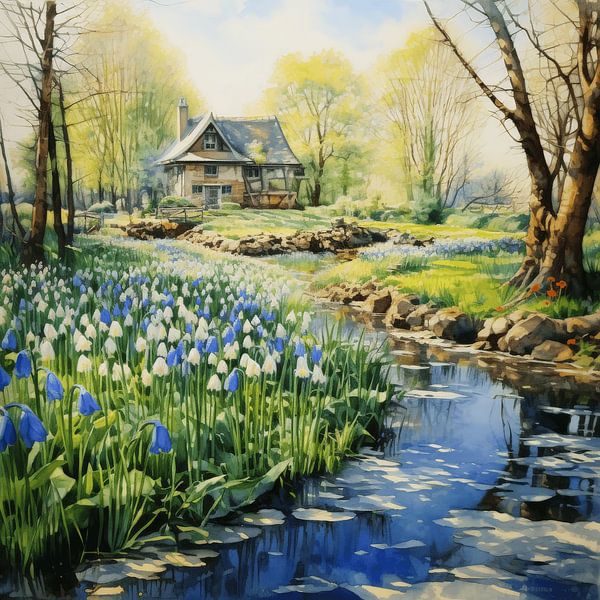 Watercoloured drawing of the Keukenhof by LidyStuit