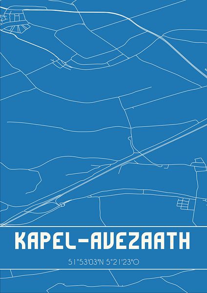 Blueprint | Carte | Kapel-Avezaath (Gueldre) par Affiches de lieux