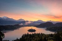 Bled See Sonnenaufgangansicht