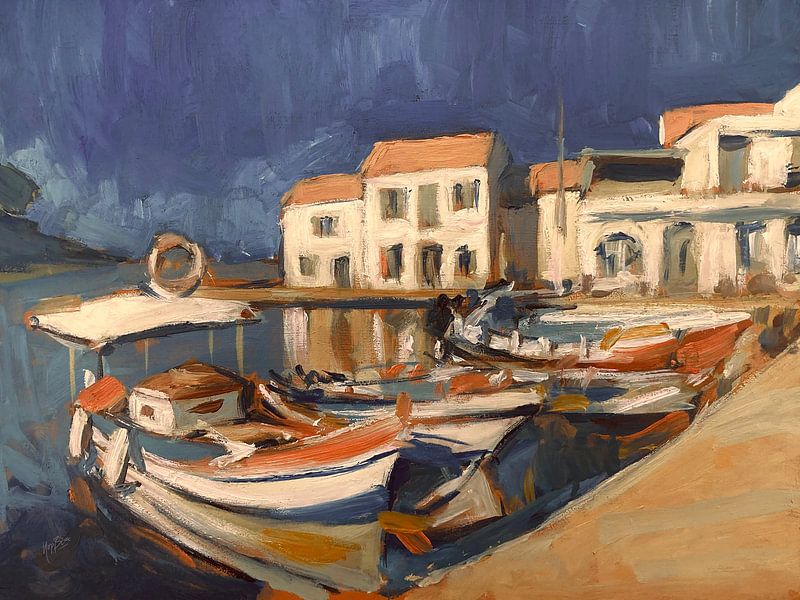 Petit port avec des bateaux en bois par Nop Briex