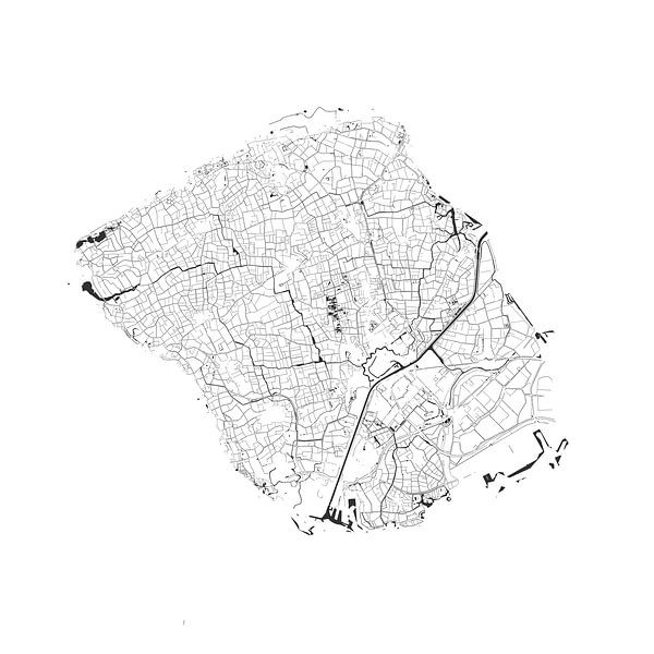 Carte de l'eau de Walcheren en noir et blanc par Maps Are Art