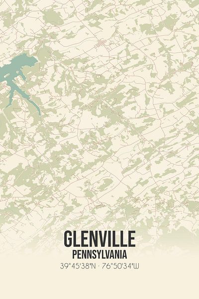 Vieille carte de Glenville (Pennsylvanie), USA. par Affiches de lieux
