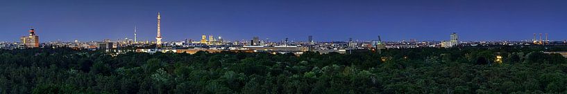 Berlin Skyline Panorama at blue hour by Frank Herrmann