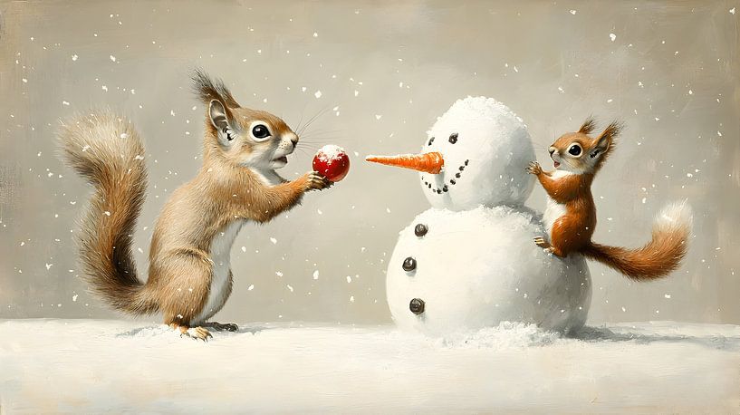 Eichhörnchenkletterspiele im Schnee von Heike Hultsch