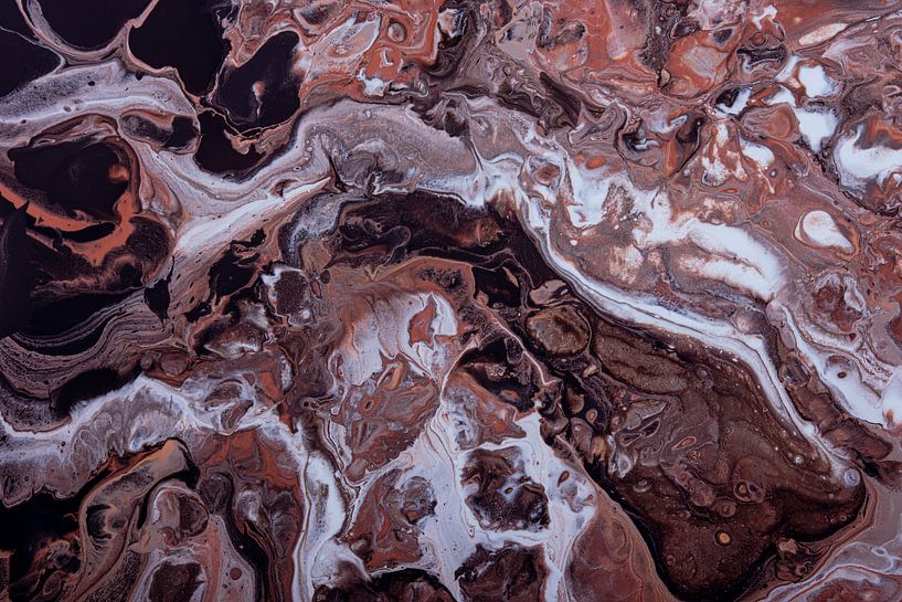 Liquid colors (earth and brown tones) flow across the surface by Marjolijn van den Berg