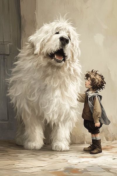 My Great Friend | A Pyrenean Mountain Dog and Child by Karina Brouwer