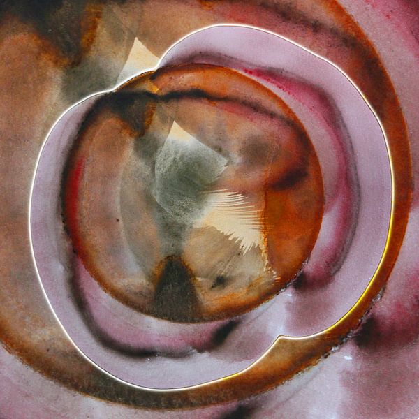 ECHO AQUA MINERAL 108 - Abstrakte Aquarellmalerei mit Tiefe und Wiederholungen von Saskia Mensink PRINTS