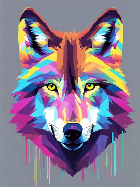 Loup gris Pop Art 3 par MIROKKU