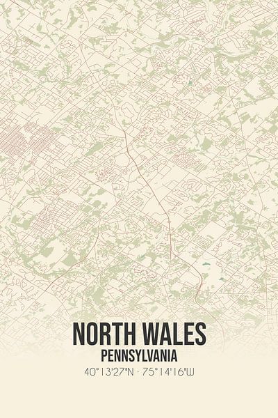Vintage map of North Wales (Pennsylvania), USA. by Prints of Place