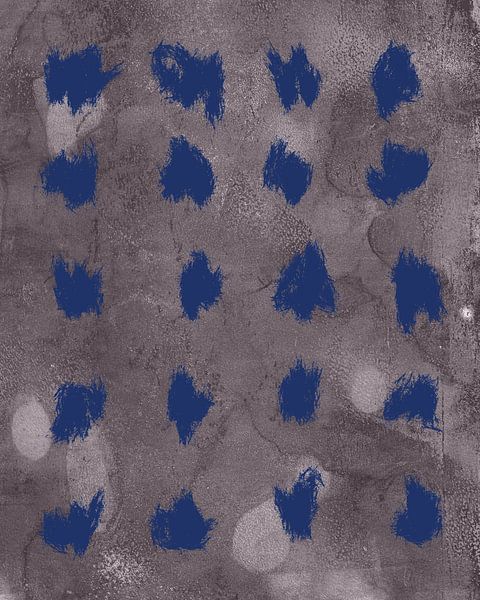 Modern abstract art in royal blue on warm grey by Dina Dankers