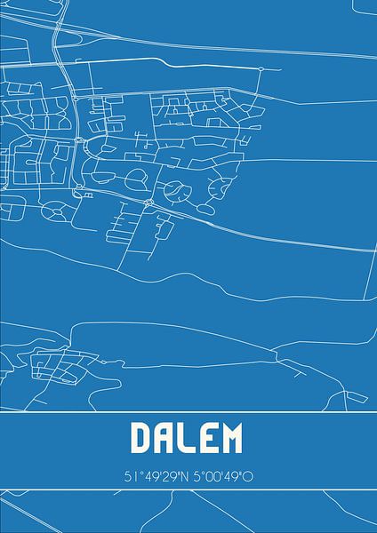 Blaupause | Karte | Dalem (Südholland) von Ortsdrucke