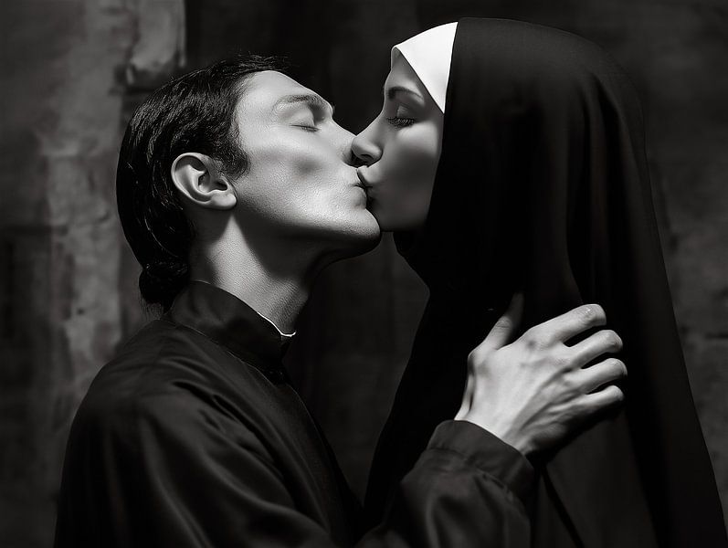 Taboo in Black and White: An Intimate Kiss Between Non and Spiritual by Roger VDB