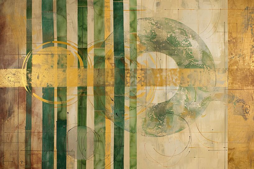 Moderne Bambus und Gold Kreise Abstrakt von Art & Soul Creations