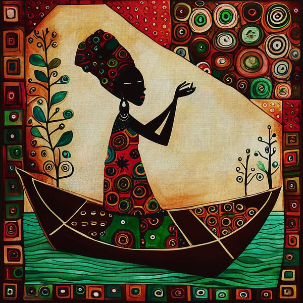 African girl takes some water from the river by Jan Keteleer