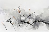 Japandi-Sereen. Birds on branch with blossom -2