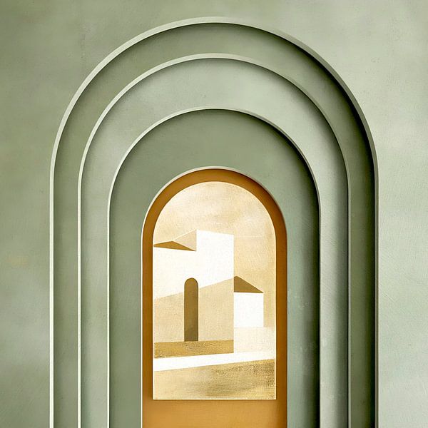 Boogschildering in saliegroen van FRESH Fine Art