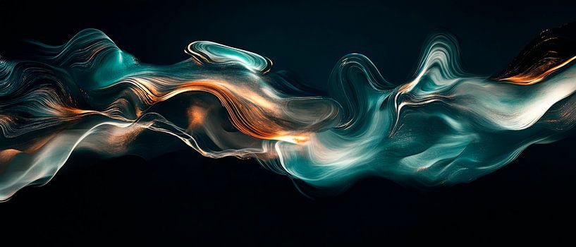 Farbige Lichtfluss-Muster im Dunkeln von Poster Art Shop